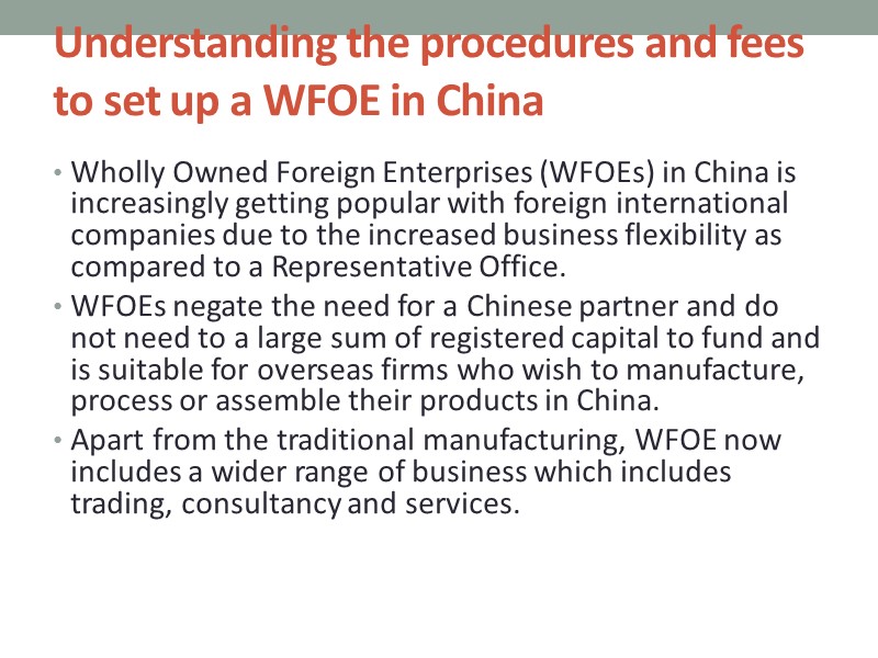 Understanding the procedures and fees to set up a WFOE in China  Wholly